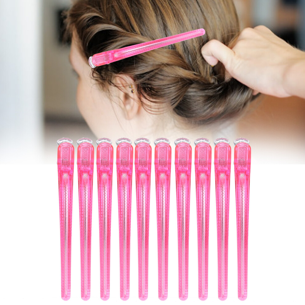 Unisex Red 10Pcs Rose Nonslip Duckbill Hair Clips For Salon Hair Styling & Makeup