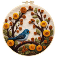 Wool Felt Painting Kit for Beginners – DIY Needle Felting Set with Frame, Bird & Floral Designs, Compatible with Standard Tools