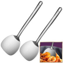 Wok Spatula Stainless Steel, Metal Spatula with Long Handle Wok Utensils,Silver Turner Flat Spatula for Cast Iron Frying Pans, 10.6Inch