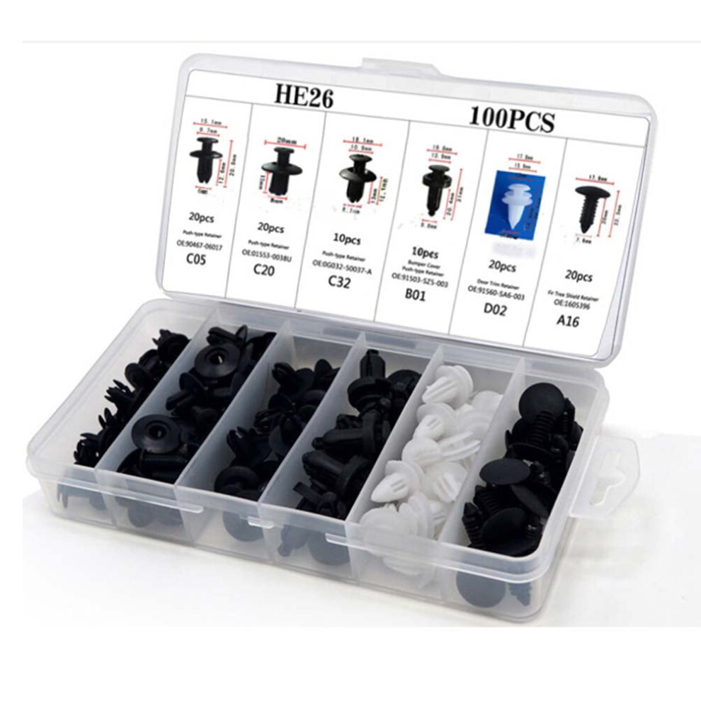 100Pcs Push Type Car Retainer Clips Assorted Color Automotive Clip Fastener Mechanics 9448483665261