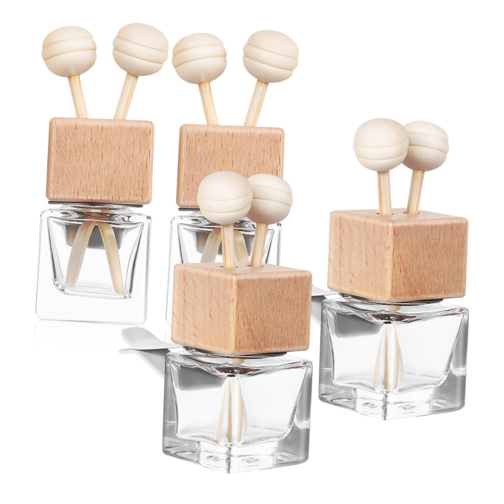 4Pcs Car Air Freshener Diffuser Set, Refillable Glass Perfume Bottles With Secure Vent Clip 8Ml 9771547636212