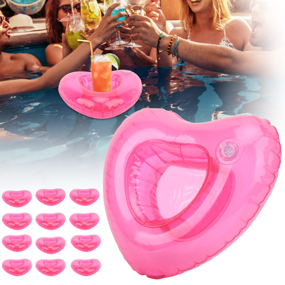 Reusable Inflatable Heart Drink Holders 12pcs for Pool Poolside Fun Accessories