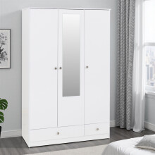 Denver 3 Door 2 Drawer Wardrobe - White Gloss