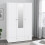 Seconique Denver 3 Door 2 Drawer  Wardrobe - White Gloss 1