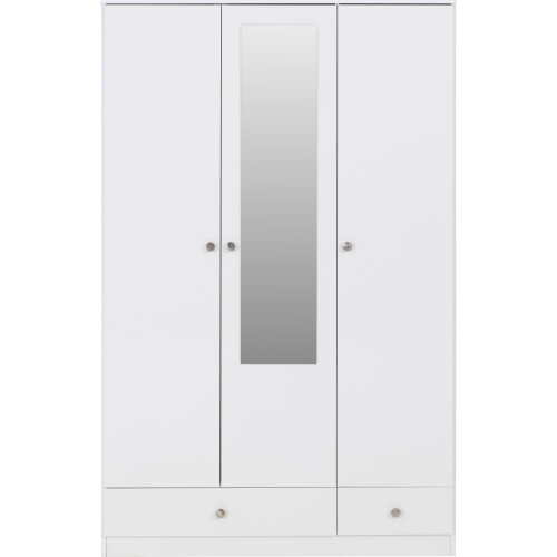 Seconique Denver 3 Door 2 Drawer  Wardrobe - White Gloss 1