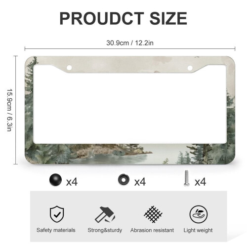 Lakehouse Pine Trees & Mountains License Plate Frames 2