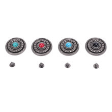 4 Vintage Metal Buttons 30mm Round Multi