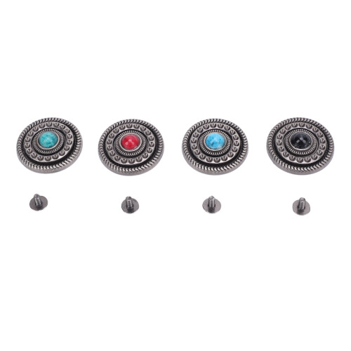 4 Vintage Metal Buttons 30mm Round Multi