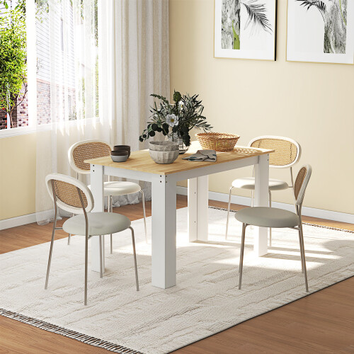 Homcom (White) HOMCOM Dining Table for 4-6 People, Wood Effect Tabletop
