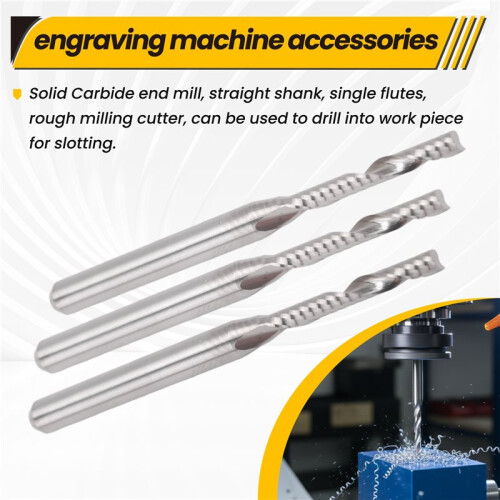 10 PCS 2mm x 15mm Carbide Single Flute End Mill Router Bit for Engraving Machine 1