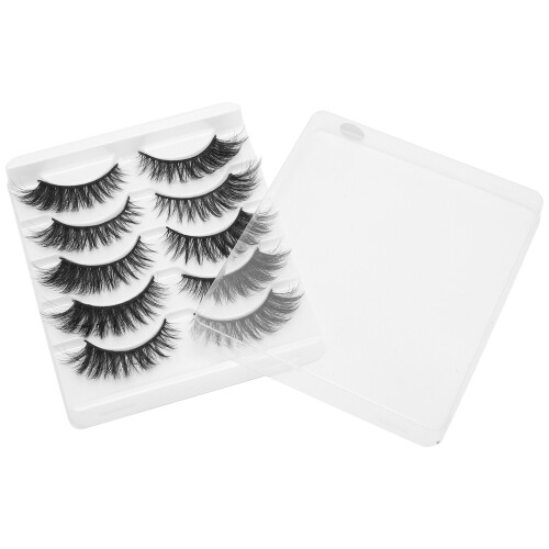 5 Pairs Thick Curly False Eyelashes for Date & Stage Use, Easy Application 1