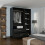 (Black, 116cm) 3 Door High Gloss Wardrobe 3