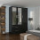 (Black, 116cm) 3 Door High Gloss Wardrobe 1