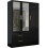 (Black, 116cm) 3 Door High Gloss Wardrobe 5