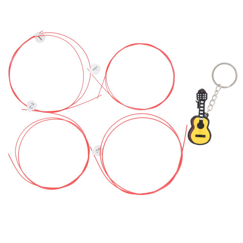 4Pcs Carbon Guitar Strings Set - 4-String Ukulele Red 0.590-0.830mm 1