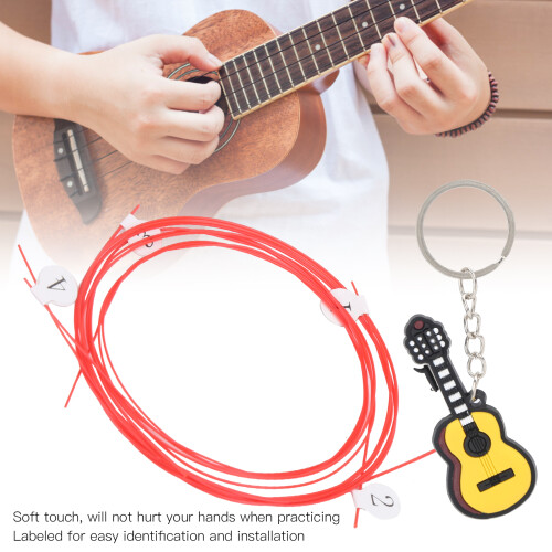 4Pcs Carbon Guitar Strings Set - 4-String Ukulele Red 0.590-0.830mm 2