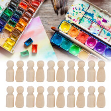 20pcs Wooden Peg Dolls Angel Shape 43mm Unfinished Craft Toys