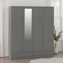 Denver 4 Door 2 Drawer Wardrobe - Grey Gloss