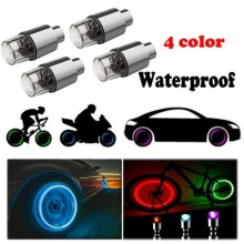 LED Tire Valve Caps Flashing Spoke Lamps 4pcs