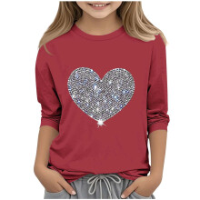 Kids 3/4 Sleeve Love Print Crewneck Shirt Winter Fall