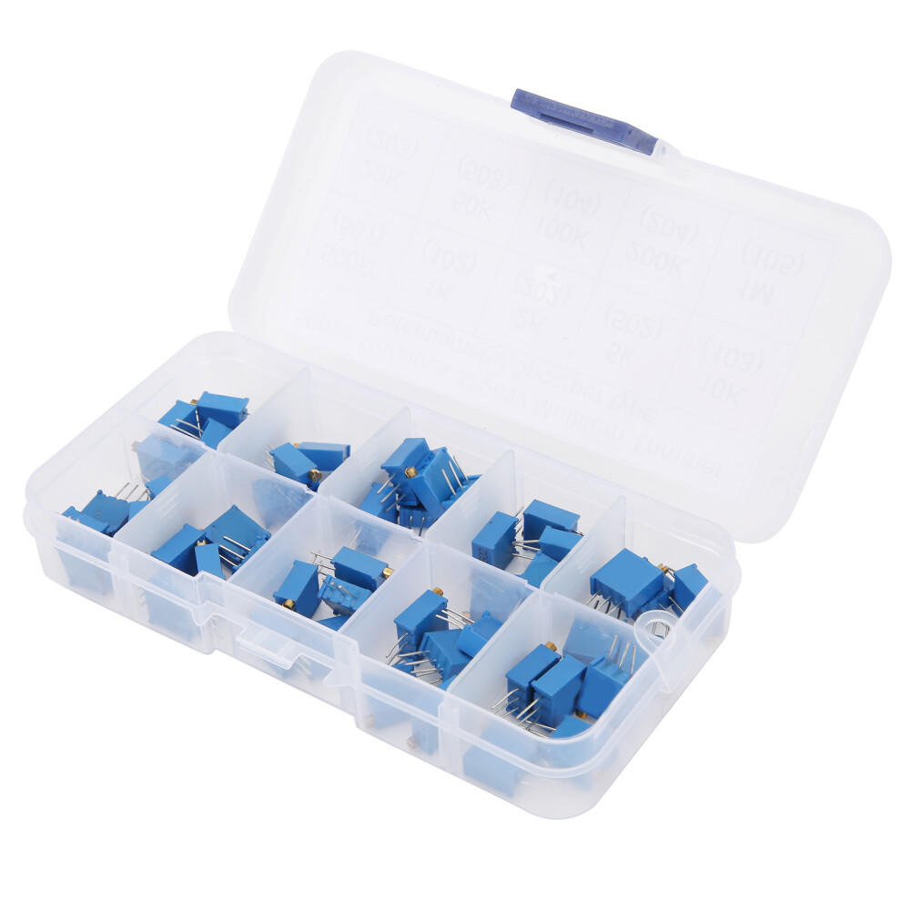50Pcs Variable Resistor Set 3296W 100Î©-1Mî© Multiturn Trimmer 4211391429660