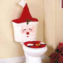 1 Set of Creative Christmas Themed Bathroom Pads Toilet Seat Cover Red