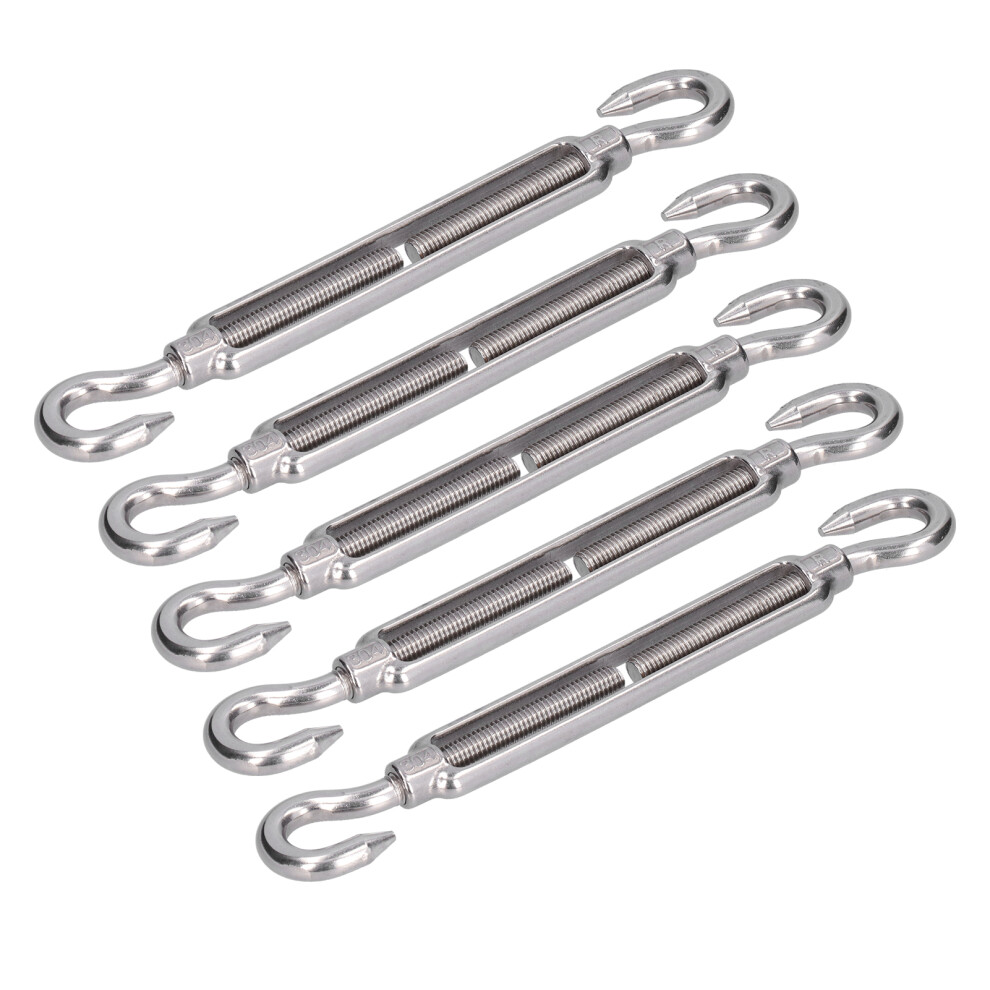 5Pcs M6 Stainless Steel Turnbuckle Hook & Wire Rope Tension Kit 6941391429718