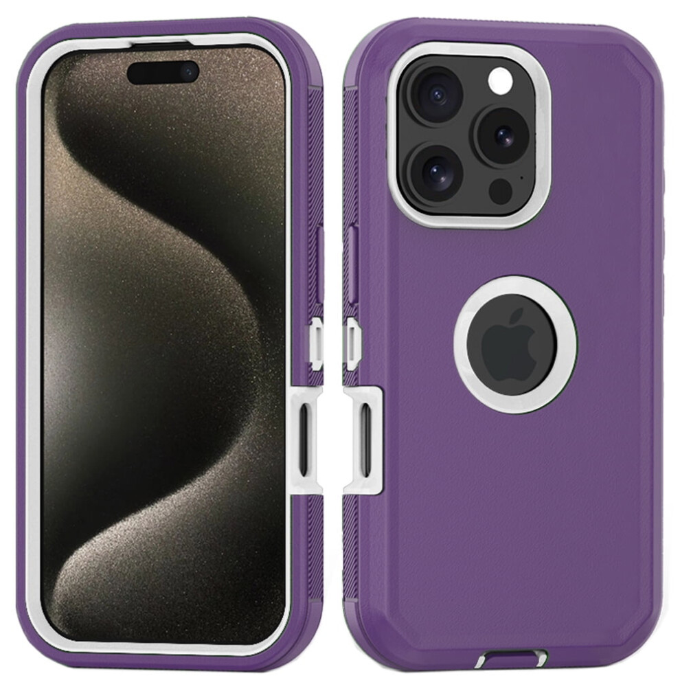 Phone Case For Compatible With Iphone 16 Pro Heavy Duty Shockproof Dustproof Phone Case, Purple/ White White,Purple 9448483826389