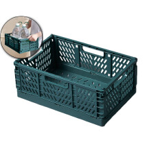 Foldable Plastic Storage Crates, Collapsible Stackable Bins Portable Baskets with Handle, Folding Containers for Office Kitchen Bedroom Bathroom