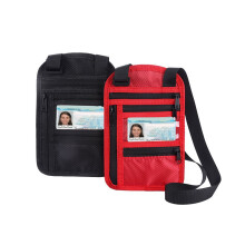 Passholder, reiselommebok for kvinner og menn, RFID-blokkerende sikkerhetsslank reiselommebok med halsrem