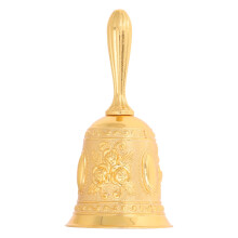 HEMOTON Retro Metal Hand Bell with Golden Color for Home Use Clear Sound and 7 Inch