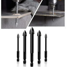 5-Pcs Universal Drill Bit Set (3/4/5/6/8mm) – Cross Alloy, Ceramic & Diamond Tile Bits, Wall Drilling Auxiliary, Compatible with Standard Drills