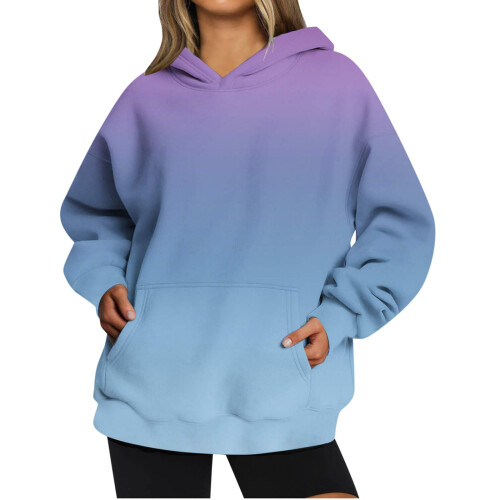 Women's Plus Size Gradient Hoodie Long Sleeve Sweatshirt