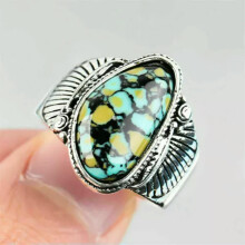 925 Silver Plated Turquoise Ring for Women Wedding Party Jewelry Rings SZ 6-13-Turquoise#19-8