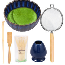 Matcha skål og piskerisholder Premium bambus og keramik 500 ml tekop Nem at rengøre til DIY Matcha startsæt