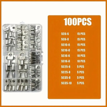 100pcs Terminal Connectors,Ring Terminals Connectors,Battery Cable Ends Kit,Peephole Copper Tube Terminal SC Terminal Block