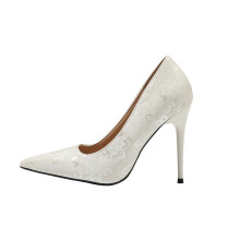 Weiße Damen-Pumps aus PU, spitzer Zehenbereich, Stilettoabsatz, zum Hineinschlüpfen, Freizeit- und Partyschuhe, Größe 37 (EU), bequem, 1 Paar –