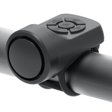 Clacson per bicicletta potente, ricaricabile tramite USB, con lampada multifunzione integrata.