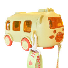 Garrafa de água infantil em formato de ônibus, 500ml, à prova de vazamentos, com canudo e alça de ombro, design de brinquedo removível – ideal