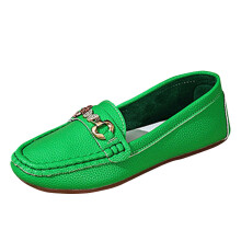 Mocassini da donna verdi senza lacci, comode calzature casual in PU con catena di strass – compatibili con la taglia EU37