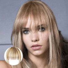Extension per capelli naturali senza cuciture con basette - Tessute a mano, frangia lunga effetto aereo, parrucca in fibra chimica per volume