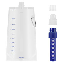 Borraccia ultraleggera pieghevole da 1000 ml con filtro, sacca idrica portatile con filtro per campeggio, escursionismo, zaino in spalla e