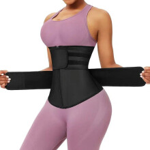 Svette midjetrener for kvinner To belter, neopren treningskorsett midjetrener Cincher trimmer shaper glidelås