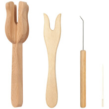 4-delige Lucet breivorkenset, inclusief dubbelzijdige en vierpuntige vorken, doe-het-zelf breigereedschap voor het breien van koorden en armbanden.