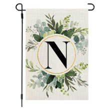 Bandeiras de jardim com letras para a primavera, 30x45cm, estampa floral dupla face, iniciais para jardim, quintal, pátio e outras decorações