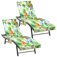 2er-Set Liegestuhl-Handtuchbezüge aus saugfähiger Mikrofaser mit Seitentaschen, Flamingo-Muster, für Pool, Sonnenbaden und Garten
