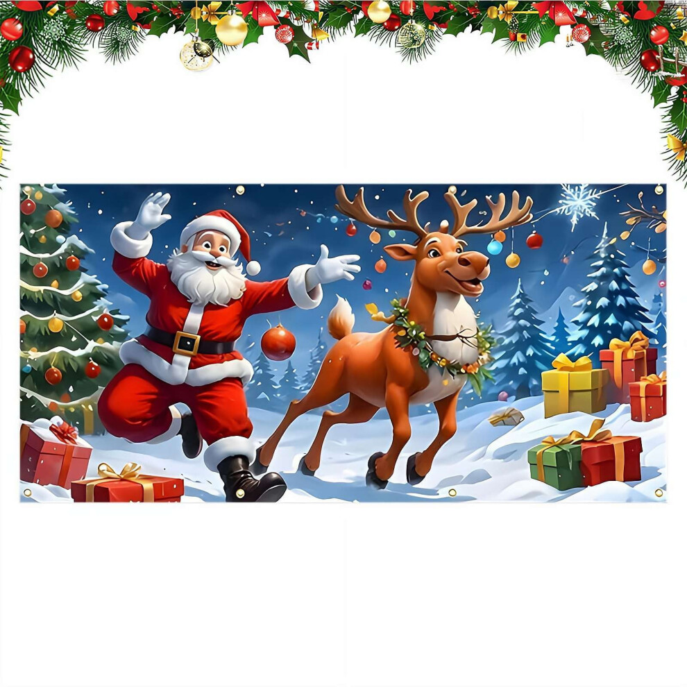 Christmas Banner Santa Snow Scene 180X400cm 301029454684