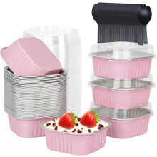 Aluminum Foil Baking Cups with Lids and Spoons 50 pcs