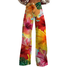 Wide Leg Jeans Woman, Colored Jeans for Women, Vintage Jeans, Baggy Jean Summer Wide Leg Vintage Pant Y2k Denim Pant, Floral Jeans, Pink 1 M