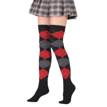 Plaid Thigh High Socks for Women, Over-the-Knee, High Elasticity, One Size, Compatible with D